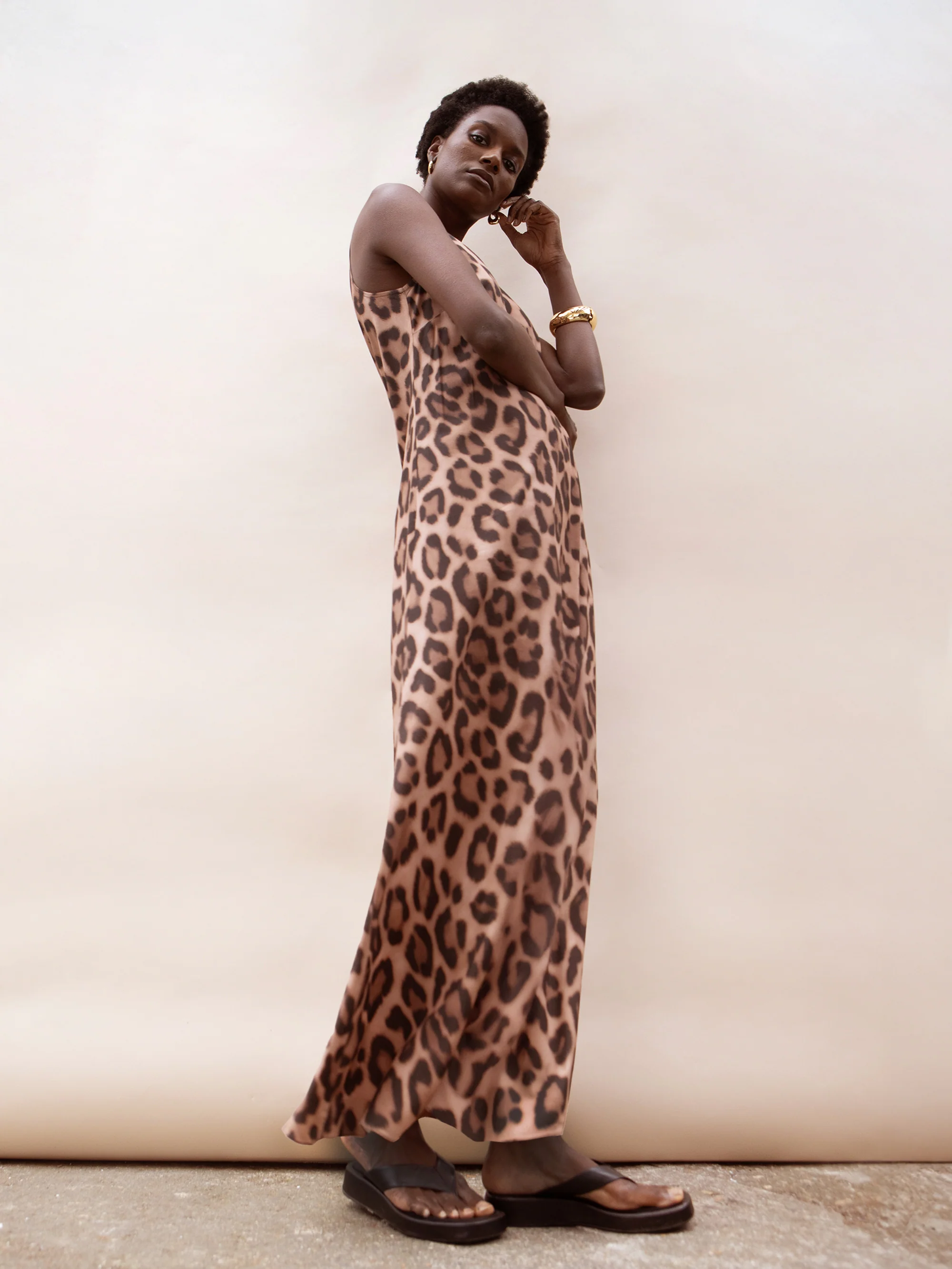 Petite Brown Leopard Print Maxi Dress