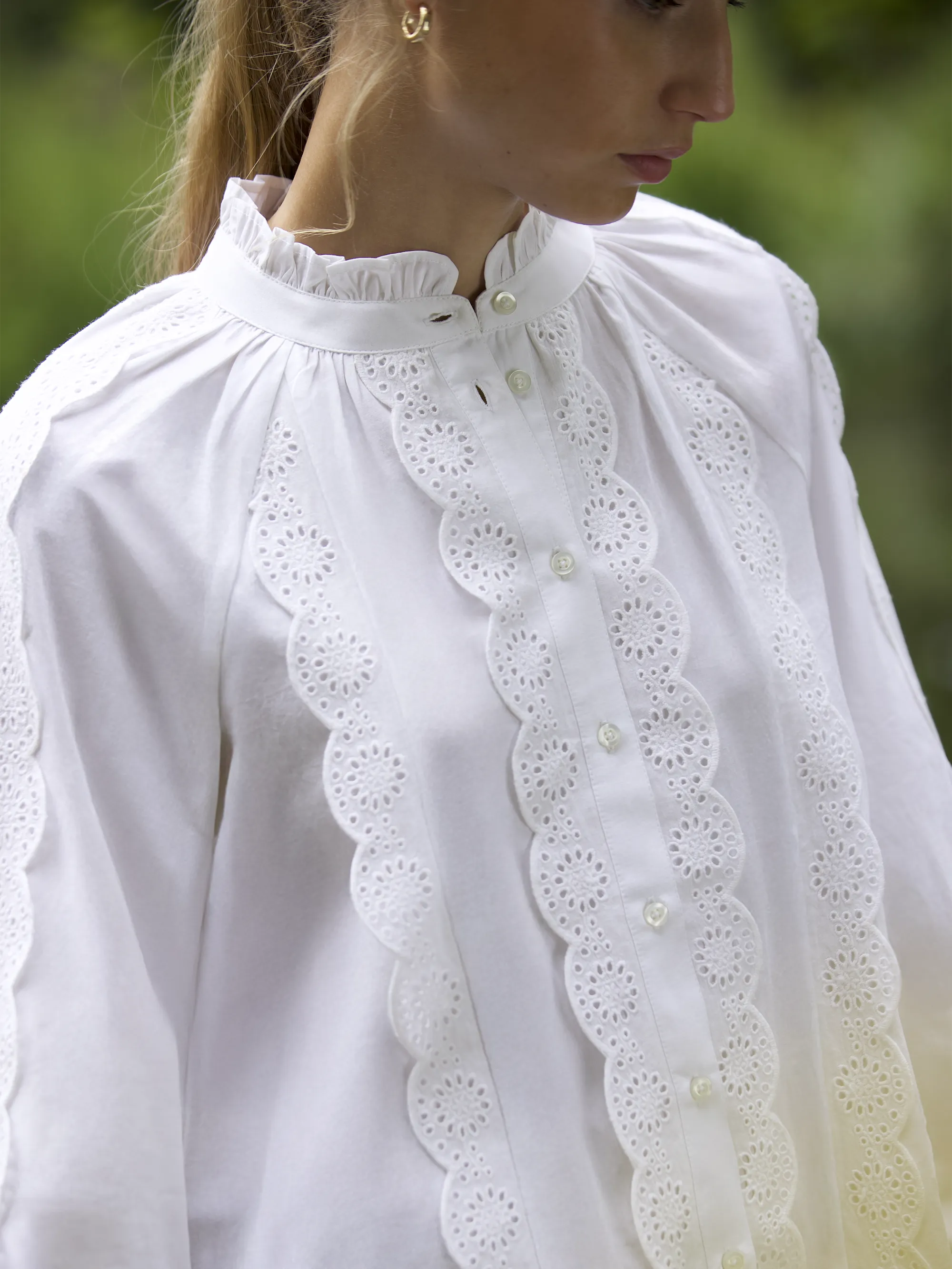 Ivory Broderie-Anglaise Cotton Blouse
